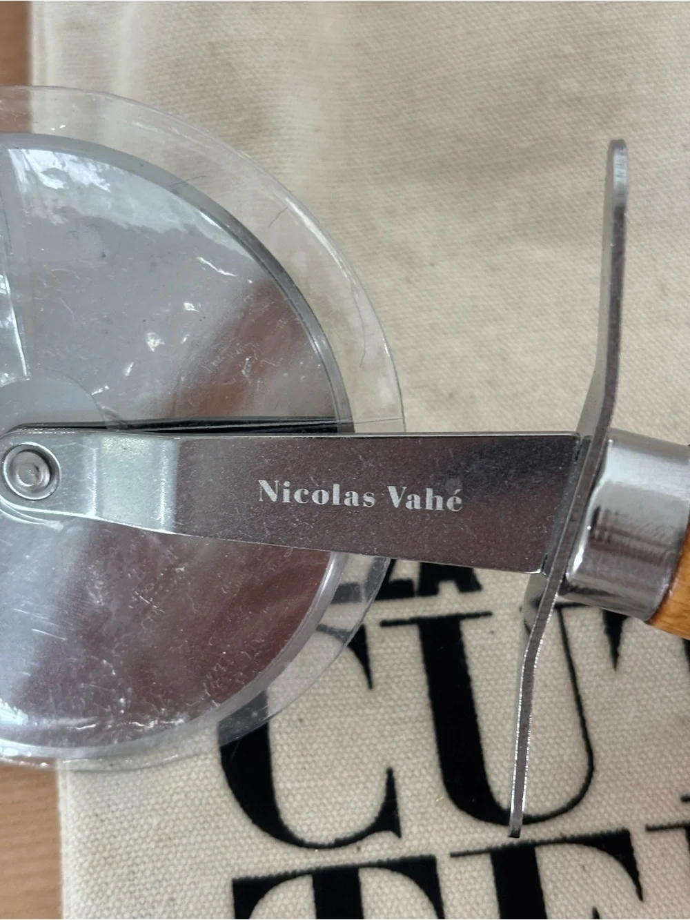 Wooden Handle Pizza Cutter - Natural Wood